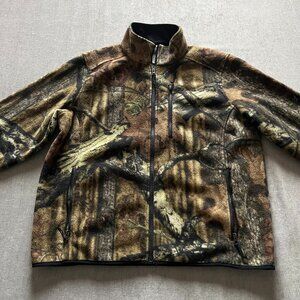 Vintage LL Bean Full Zip Jacket Men XL Camo Fleece Outdoors Hunting Country Y2K